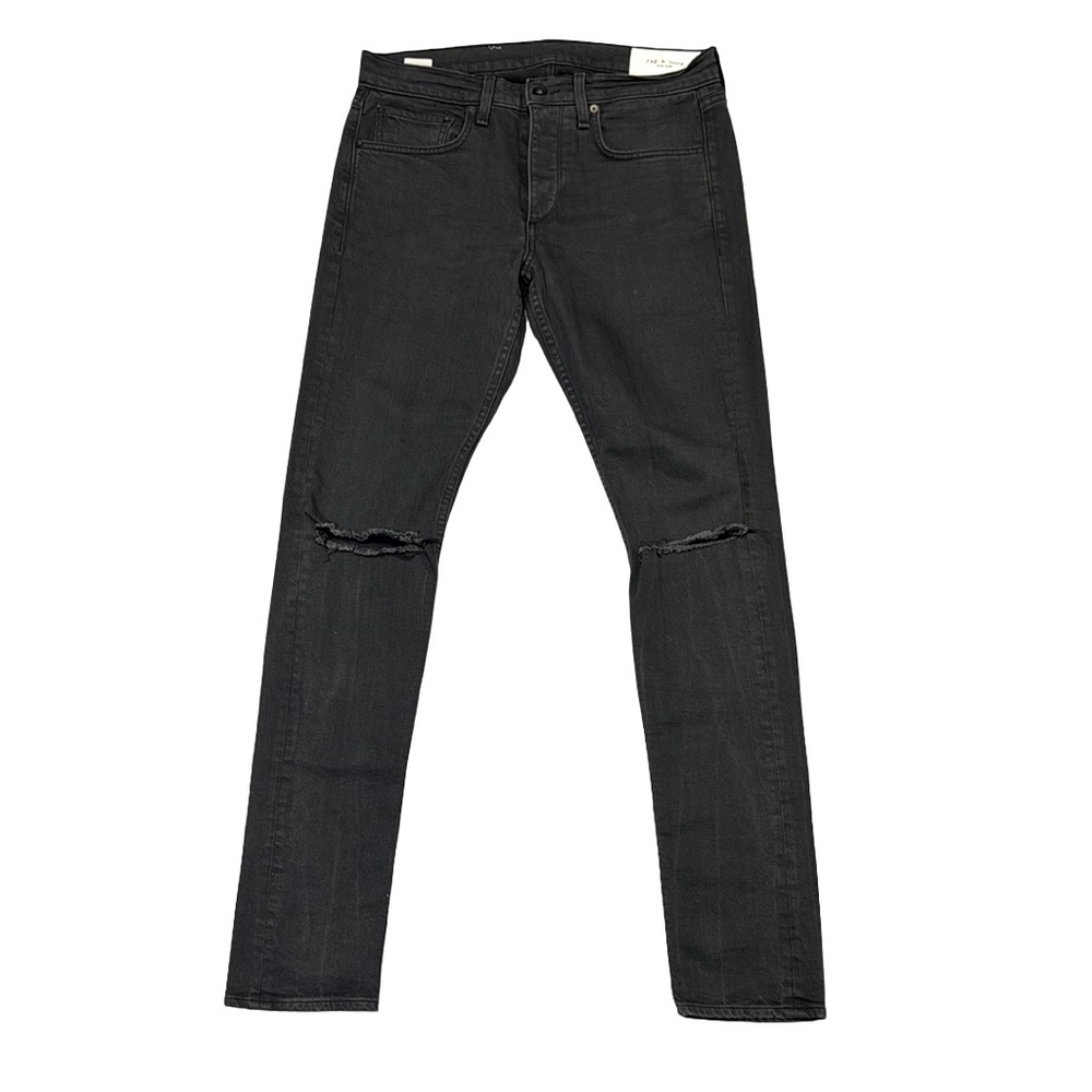 Rag & bone mens 31x32 extra slim fit distressed charcoal gray denim jeans EUC